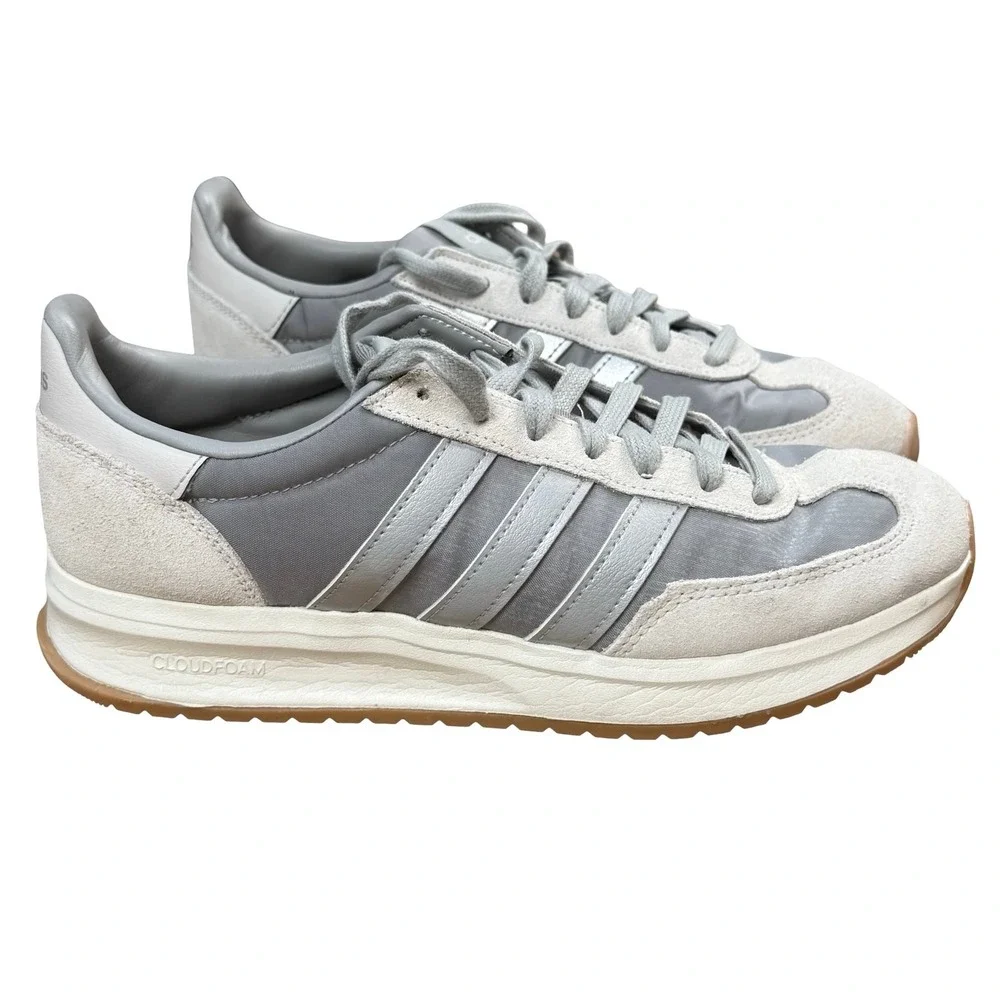 Adidas Cloudfoam Grey Silver Suede Nylon Sneakers JH7321‎ Womens 9 Low Top Shoes